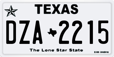 TX license plate DZA2215