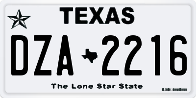 TX license plate DZA2216