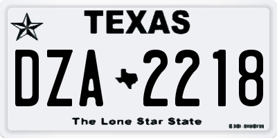 TX license plate DZA2218