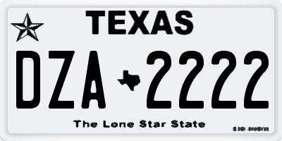 TX license plate DZA2222