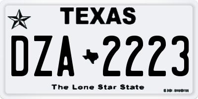TX license plate DZA2223