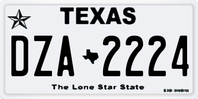 TX license plate DZA2224