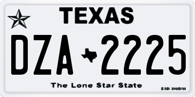 TX license plate DZA2225