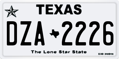 TX license plate DZA2226