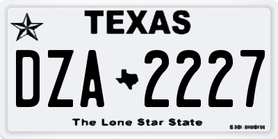 TX license plate DZA2227