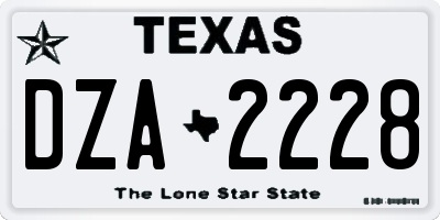 TX license plate DZA2228