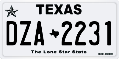 TX license plate DZA2231