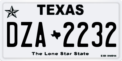 TX license plate DZA2232