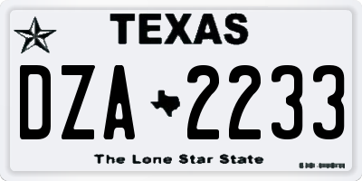 TX license plate DZA2233