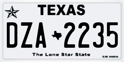 TX license plate DZA2235