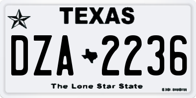 TX license plate DZA2236