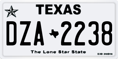 TX license plate DZA2238