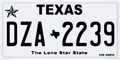 TX license plate DZA2239