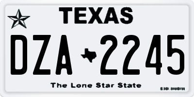 TX license plate DZA2245