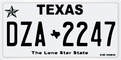 TX license plate DZA2247