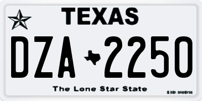 TX license plate DZA2250