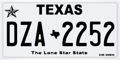 TX license plate DZA2252