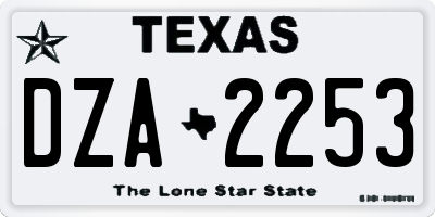 TX license plate DZA2253