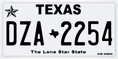 TX license plate DZA2254