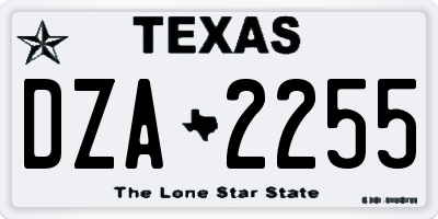 TX license plate DZA2255