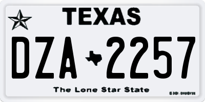 TX license plate DZA2257