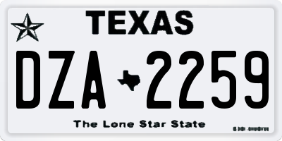 TX license plate DZA2259