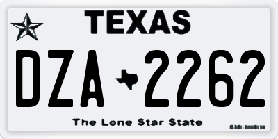 TX license plate DZA2262
