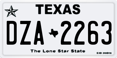 TX license plate DZA2263