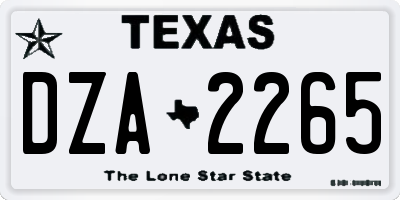 TX license plate DZA2265