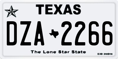 TX license plate DZA2266