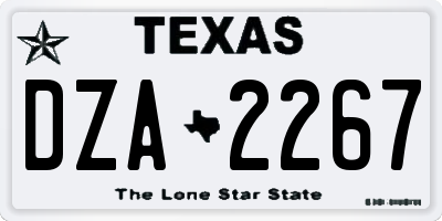 TX license plate DZA2267