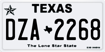 TX license plate DZA2268