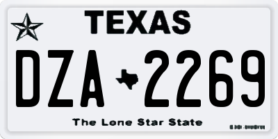 TX license plate DZA2269