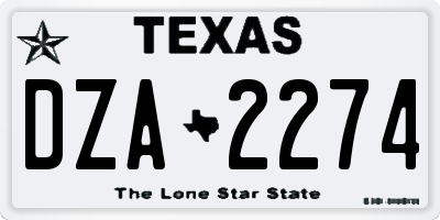 TX license plate DZA2274