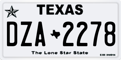 TX license plate DZA2278