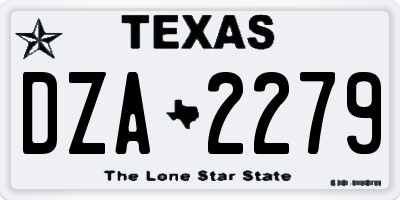 TX license plate DZA2279