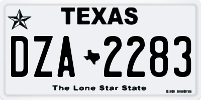 TX license plate DZA2283
