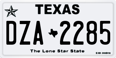 TX license plate DZA2285