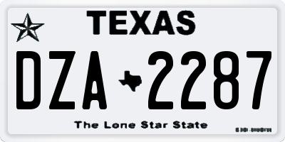 TX license plate DZA2287