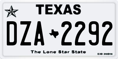TX license plate DZA2292