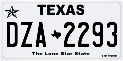 TX license plate DZA2293