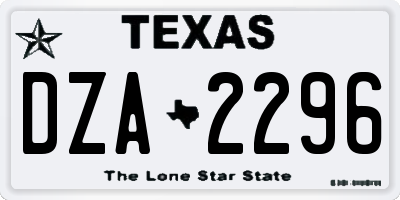 TX license plate DZA2296