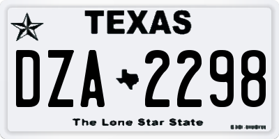 TX license plate DZA2298