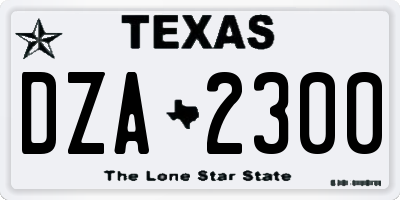 TX license plate DZA2300