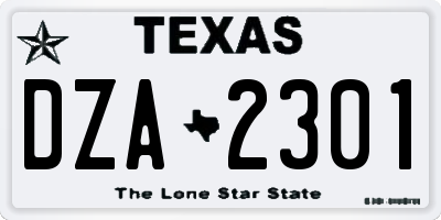 TX license plate DZA2301