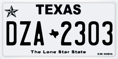 TX license plate DZA2303