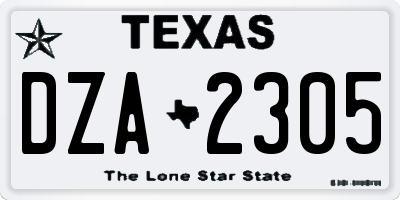 TX license plate DZA2305