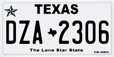 TX license plate DZA2306