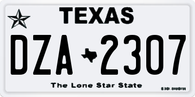 TX license plate DZA2307