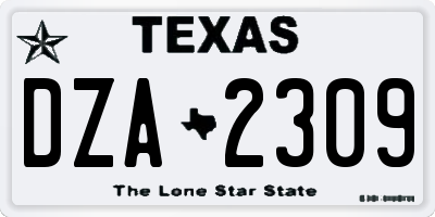 TX license plate DZA2309